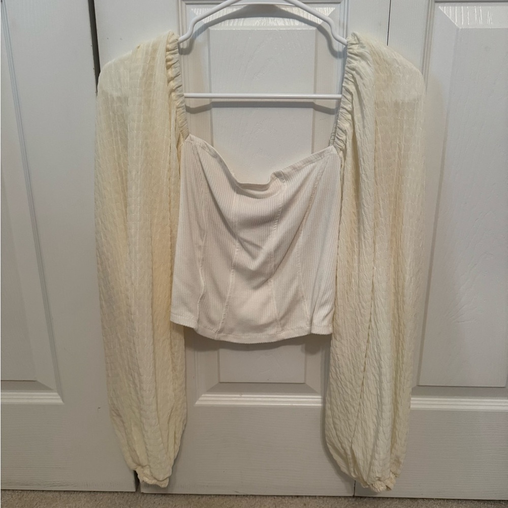Urban Outfitters Long Sleeve Top in White